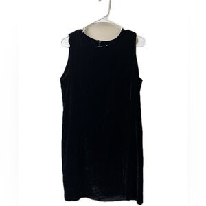 Vintage 90s-Y2K GAP Black Crushed Velvet Dress Size 8 |Minimalist Slip Style